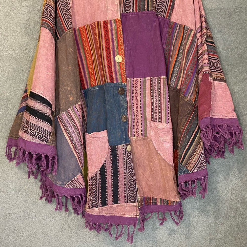 Kathmandu Women’s Patchwork Pancho One Size Multicolor Handmade Easy Rider - Picture 4 of 9